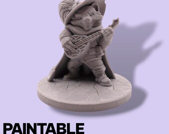 Miniatura de fantasía de Bardo Rata – Figura a escala de 75 mm para pintar / Juglar de laúd para juegos de rol de mesa