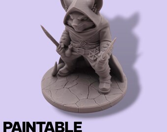 Miniatura de fantasía de Rat Rogue – Figura a escala de 75 mm para pintar / Ladrón asesino para juegos de rol de mesa