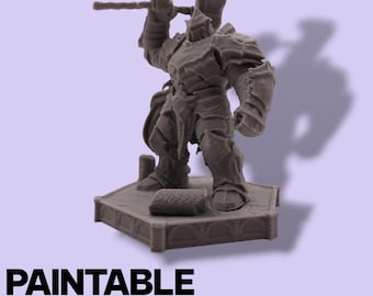 Miniatura de fantasía Hammer Goliath – Figura a escala de 75 mm para pintar / Juggernaut con armadura pesada para juegos de rol de mesa