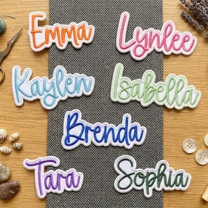 Custom Name Patch, Personalized Cursive Script Embroidered Iron On Applique, Cute Name Tag Badge for Jackets and Backpacks
