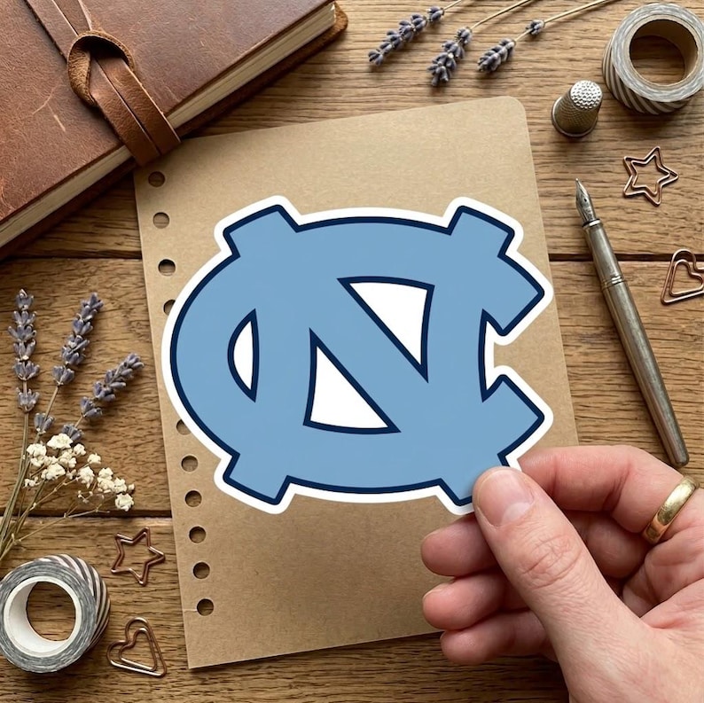 UNC North Carolina Tar Heels Logo Sticker, Carolina Blue Interlocking NC Collegiate Decal, Premium University Spirit Vinyl Art for Students bild 1