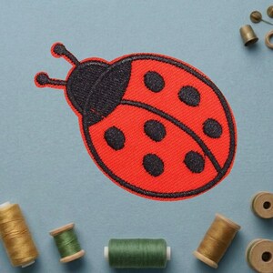 Red Ladybug Patch , Spots Lucky Beetle Embroidered Iron On Badge, Nature Garden Applique for Kids Backpacks
