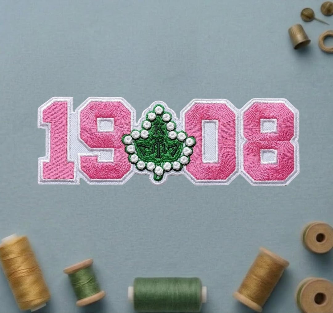 1908 Lettering AKA 1908 Ivy Leaf Embroidered Patch, Alpha Kappa Alpha Sorority Iron On ...