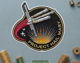 Project Hail Mary Spaceship Patch, Sci-Fi Book Lover Embroidered Iron On, Andy Weir Space Mission Badge, Rocky Astrophage Gift
