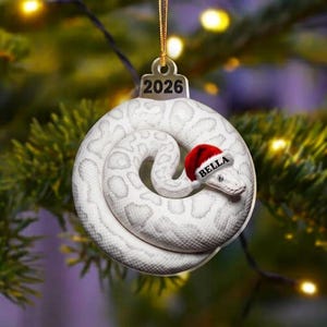 Custom Snake Ornament, Personalized Python Gift, Ball Python Christmas Decor, Reptile Pet Keepsake, 2026 Snake Lover Holiday Gift