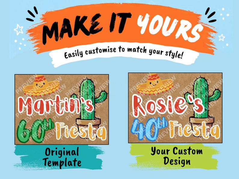 Fiesta Cactus Hand Painted Banner Canva Template (digital Download ...