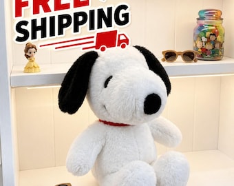 Cuscino di peluche Snoopy da 30 cm, morbido cuscino a forma di cane dei cartoni animati.