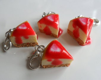 Polymer Clay Charm - Strawberry Cheesecake  Miniature Food Jewellery