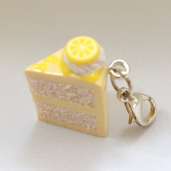 Polymer Clay Charm -  Lemon Cream Cake slice, cake charm Miniature Food Jewelry for bracelets, necklace, bags, planner Jewellery