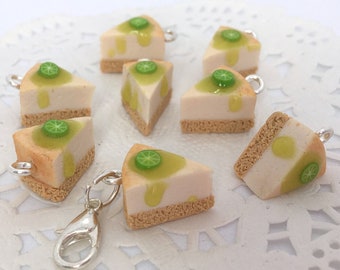 Polymer Clay Charm - Lime Cheesecake  Miniature Food Jewelry Jewellery Cake Slice Cheese cake Bracelet Charm Bag Charm Planner Charm