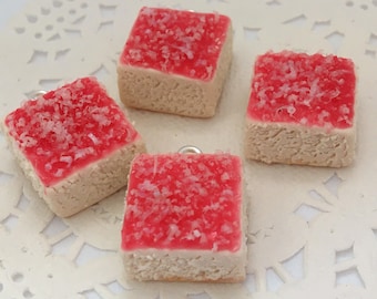 Polymer Clay Charm - Coconut Jam Sponge Slice Miniature Food Jewelry