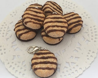 Polymer Clay Charm - Chocolate Coconut Macaroon Food Jewelry