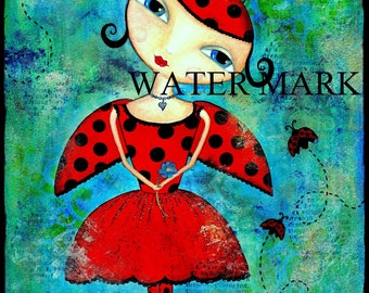 Mixed Media Art Print - Ladybird