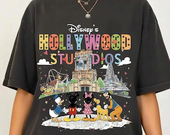 Camiseta vintage do Mickey e seus amigos do Hollywood Studios, camisetas combinando para a família na Disneyworld, camiseta para viagem e férias na Disney.