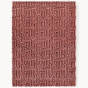 Hand Tufted Pink Wool Geometric Rug, Scandinavian Boho Living Room Carpet image 7
