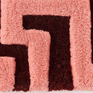 Hand Tufted Pink Wool Geometric Rug, Scandinavian Boho Living Room Carpet image 4