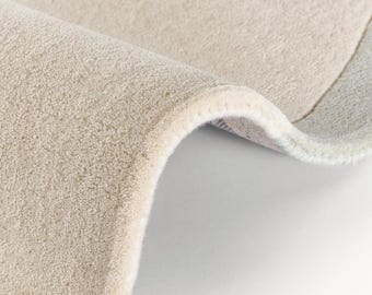 Hand-Tufted Beige Wool Area Rug | Modern Abstract Geometric Carpet, Neutral Tones