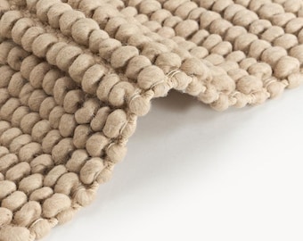 Tappeto in lana a ciottoli tessuto a mano, tappeto a trama grossa, tappeto scandinavo beige neutro