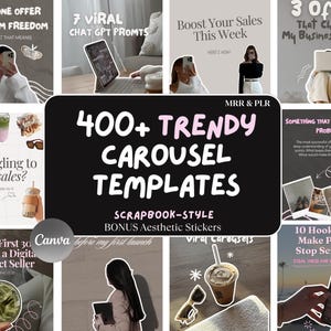 400+ Faceless Carousel Templates for Instagram TikTok | Scrapbook Aesthetic Carousel Canva Social Media Kit MRR PLR | TikTok & IG Slides