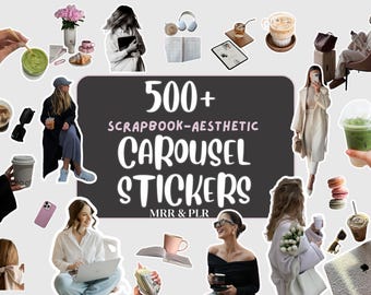 Oltre 500 adesivi carosello per album fotografici estetici per Instagram MRR PLR, kit per social media, caroselli di Instagram, download digitale, foglio di adesivi