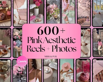 Reels y fotos sin rostro rosa, MRR PLR, Reels estéticos sin rostro de Instagram con derechos de reventa, videos estéticos rosas