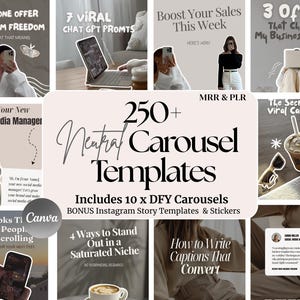 200+ Neutrale Karussell-Vorlagen Instagram Digitale Produktverkäufer Bearbeitbare ästhetische Canva-Vorlagen-Trainer Schöpfer Minimales gemütliches Karussell