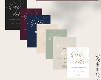 Modern Save the Date Template, 7 Color Options, Minimalist Invitation (Digital Download)