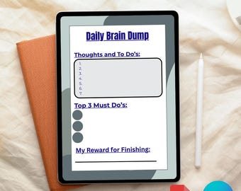Daily Brain Dump Planner, A4 Productivity Sheet (Canva & PDF Editable Template)