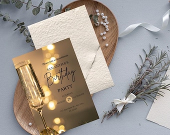 Elegant Adult Birthday Invitation | Editable Canva Template (Digital Download)