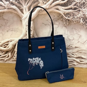 Women Tote Bag with Zipper,Laptop Bag,Work Bag for Women,Daily Shoulder Bag,Travel Bag,Gift for Women,Customisable Embroidered Canvas Tote