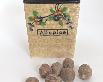 Caja de cerámica vintage para especias de pimienta de Jamaica con diseño de tejido de cesta - Hotta Yu Shoten co.