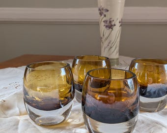 Mikasa amber colored votive candle holders Set of 4