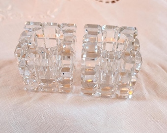 Vierkante minikandelaars van geslepen kristal