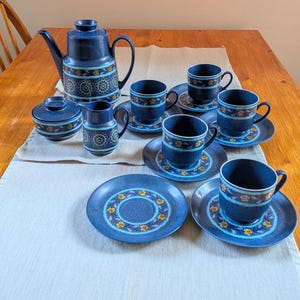 Vintage Winterling Bavarian Coffee Set: Indian Blue pattern, Porcelain
