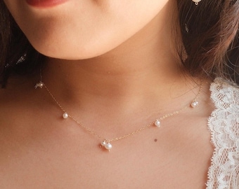 Mini Baby Bloom Wisteria Necklace | 14kt Gold Filled Pearl Necklace | Dainty Bridal Necklace | Wedding Jewelry | Delicate Dainty Choker