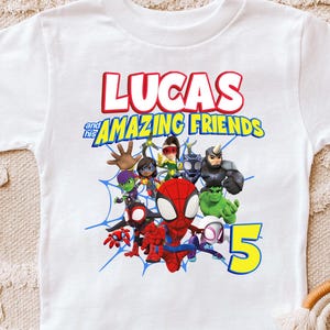Personalize Spidey and His Amazing Friends Birthday Shirt, Spiderman shirts Custom Kids shirts, Spidey Shirt, Birthday Boy Shirt, Family Tee image 1