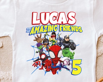 Personalize Spidey and His Amazing Friends Birthday Shirt, Spiderman shirts Custom Kids shirts, Spidey Shirt, Birthday Boy Shirt, Family Tee