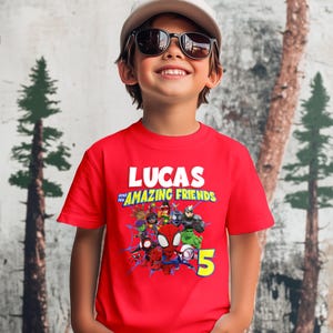 Personalize Spidey and His Amazing Friends Birthday Shirt, Spiderman shirts Custom Kids shirts, Spidey Shirt, Birthday Boy Shirt, Family Tee image 5
