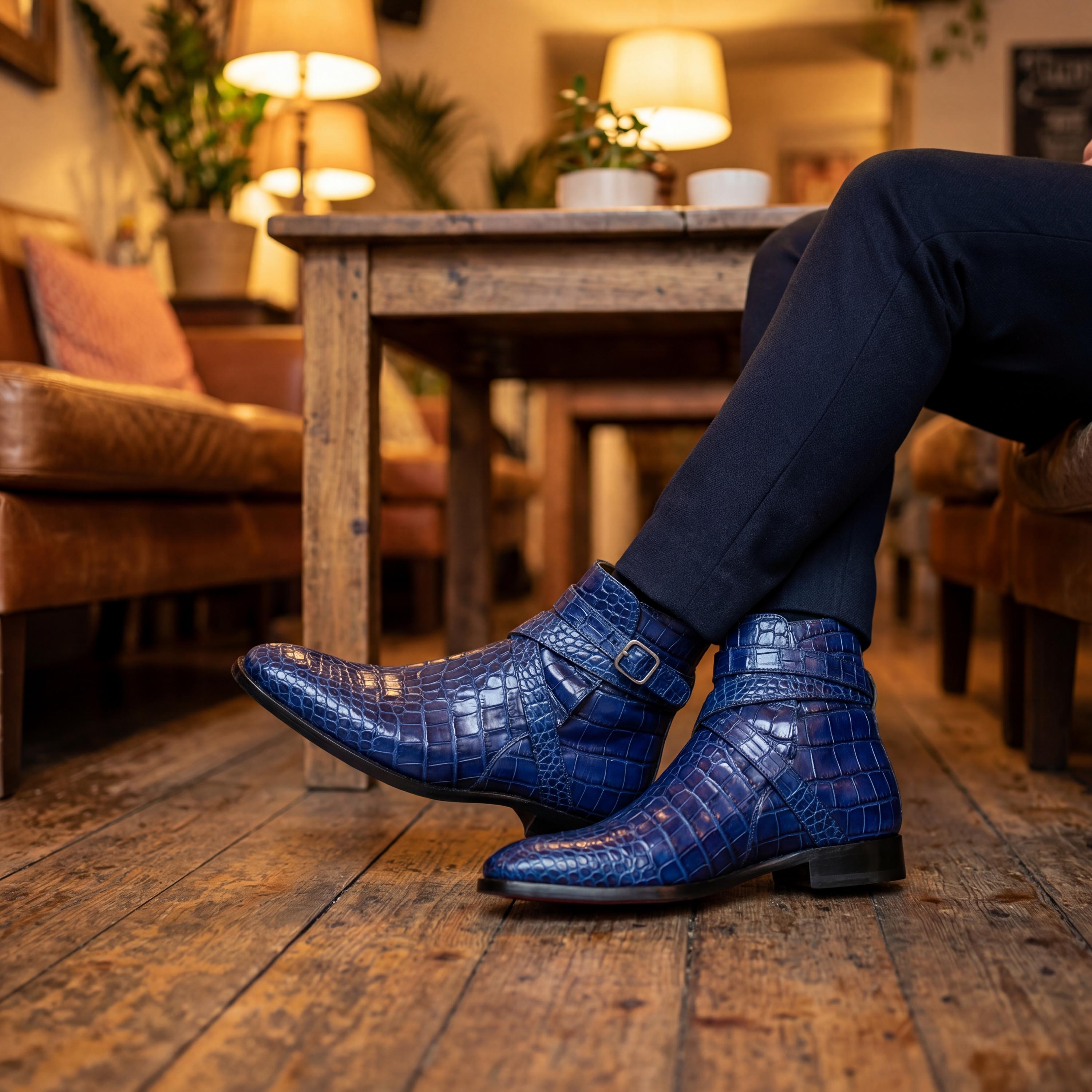 To Boot New York Navy Nubuk Drivers, Alligator Embossed, Men\'s Size‎ 9, GUC Monaco Navy Calf Suede Men main image 2