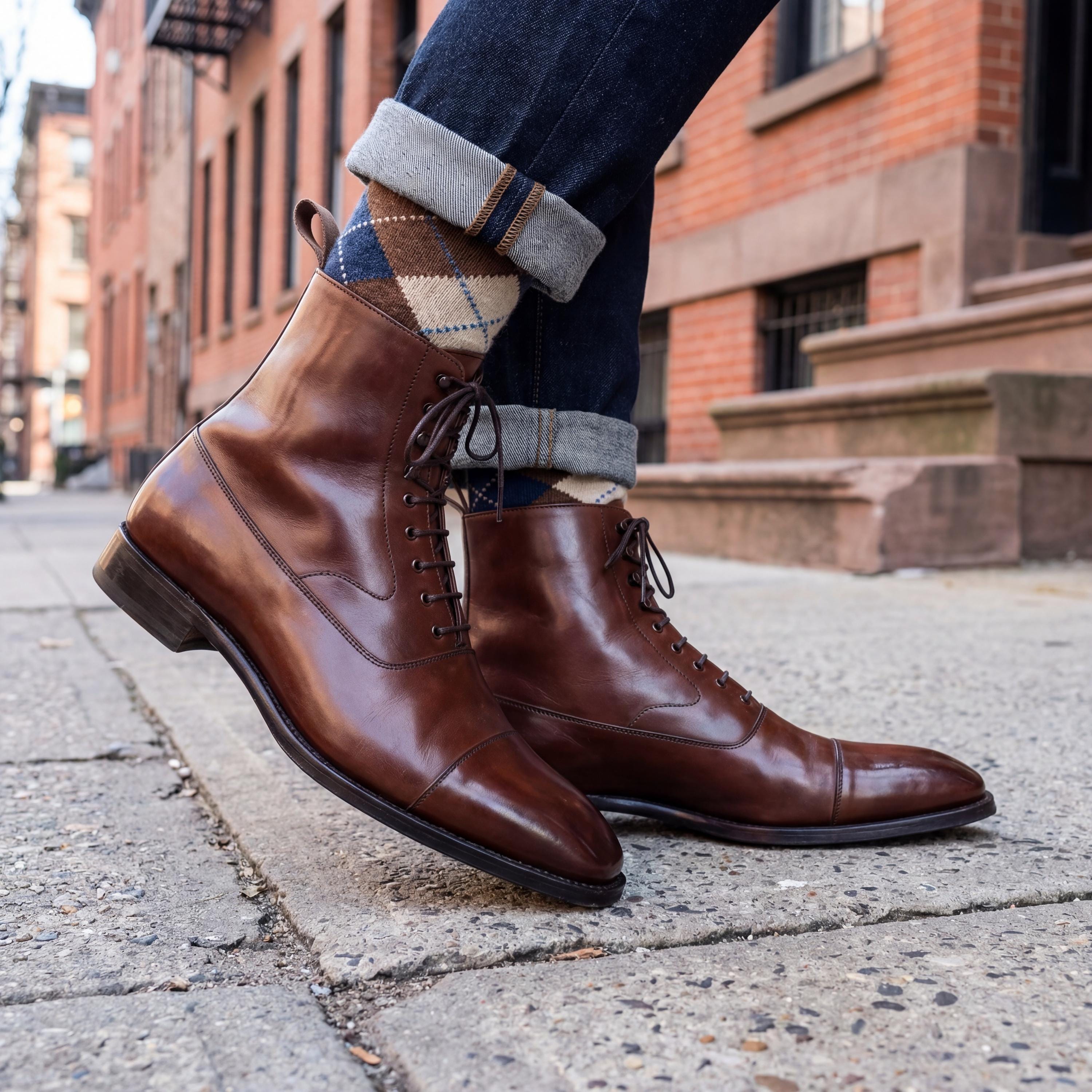 dress boots brown Cap toe in leather at Hockerty Freebird Men's EASTON Brown |