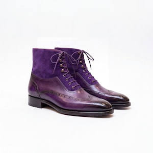 mens purple dress boots Handmade Mens Purple Color Chelsea Boots, Mens Ankle High Boots, Men Boots US-Size : 8.5