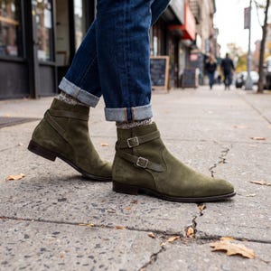 Men\'s Green Suede Ankle Boots with Buckle Gucci Horsebit Ankle Boots in Green for Men | Lyst main image 4