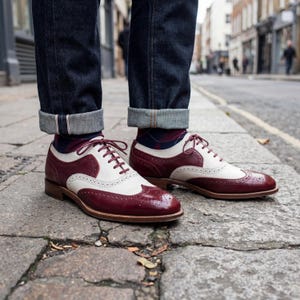 Brown Shoes Red Leather Formal Shoes Men Shoes Spectator Burgundy And Cream Brown Shoes Red Leather Formal Shoes Men Shoes Spectator Burgundy And Cream