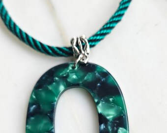 Kumihimo braided necklace with resin pendant