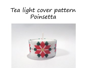 Pattern tea light cover | peyote pattern | peyote tutorial | tea light xmas | christmas | tea light cover | xmas tea light cover | poinsetta