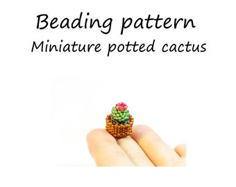 Beading tutorial miniature potted cactus, plant