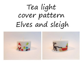 Pattern tea light cover | peyote pattern | peyote tutorial | tea light xmas | christmas | tea light cover | xmas tea light cover | santa