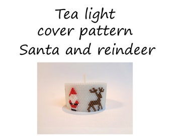 Pattern tea light cover | peyote pattern | peyote tutorial | tea light xmas | christmas | tea light cover | xmas tea light cover | santa