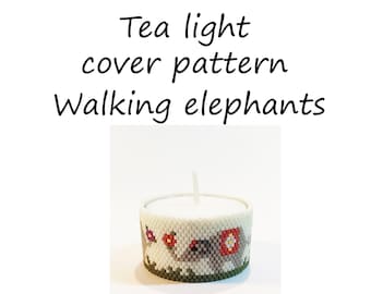 Pattern tea light cover, peyote pattern, peyote tutorial, tea light elephants