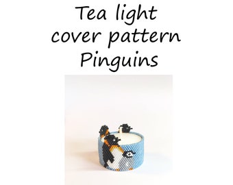 Pattern tea light cover | peyote pattern | peyote tutorial | tea light animals | pinguin | tea light cover